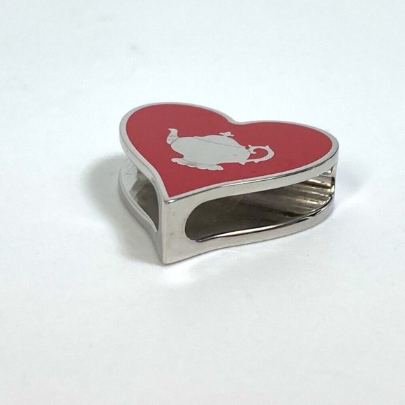 HERMES Heart motif Tea time Twilly ring Scarf ring Metal Red - Picture 5 of 7
